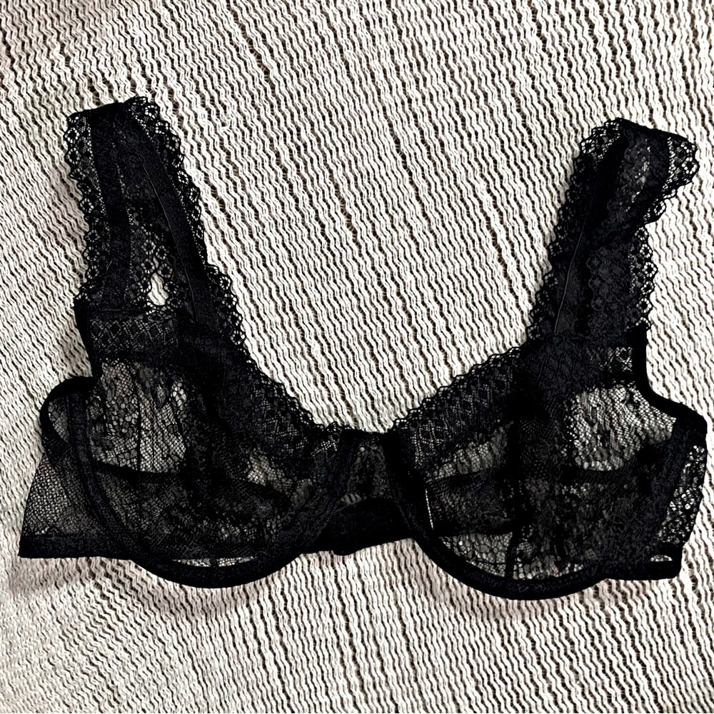 Black Lace Eyelet WhimsiGoth Bra